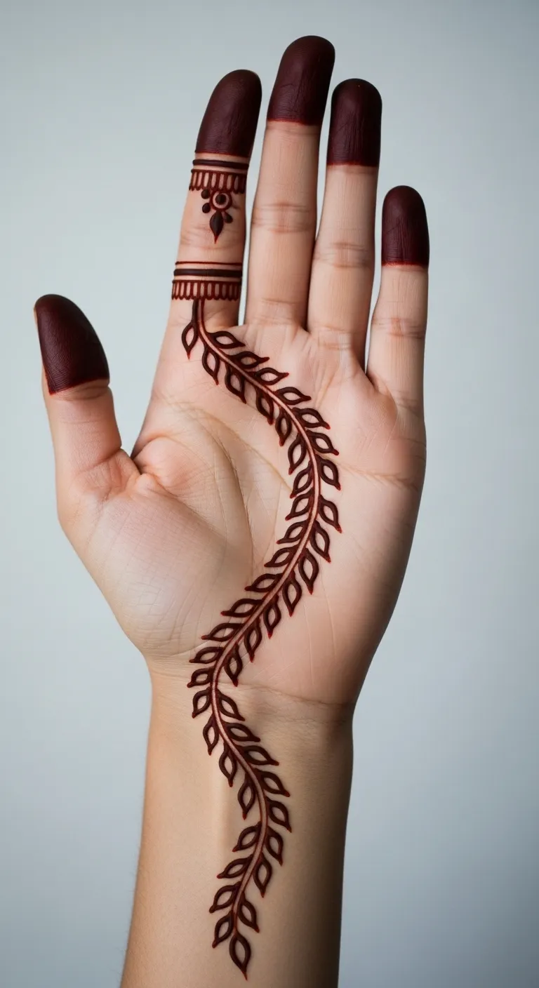 Easy Arabic vine mehndi design for front hand