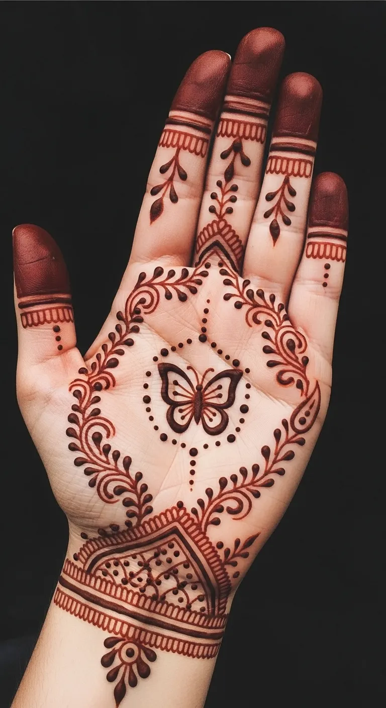 Tiny butterfly front hand mehndi for kids