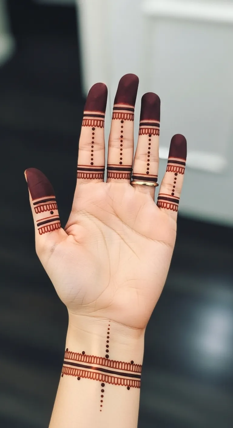 Minimal finger ring mehndi for front hand