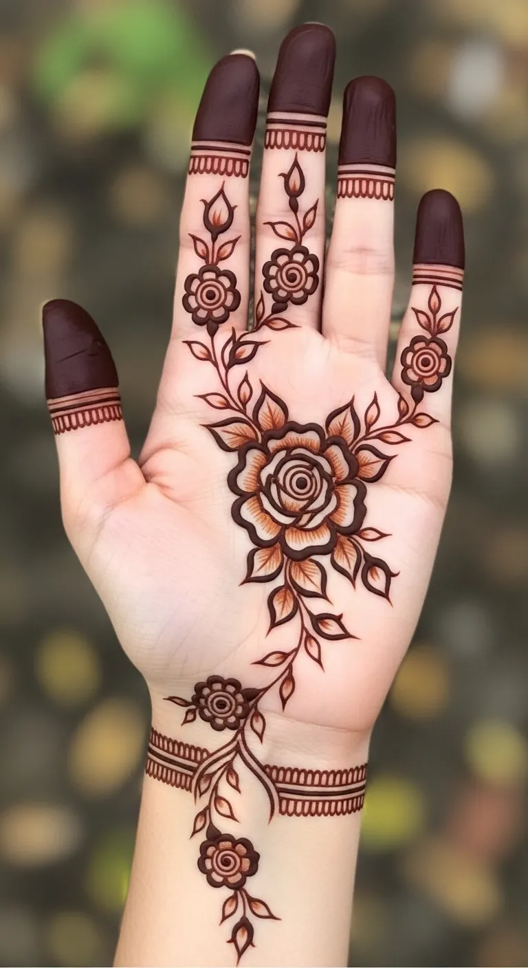 Full hand Arabic rose coverage mehndi