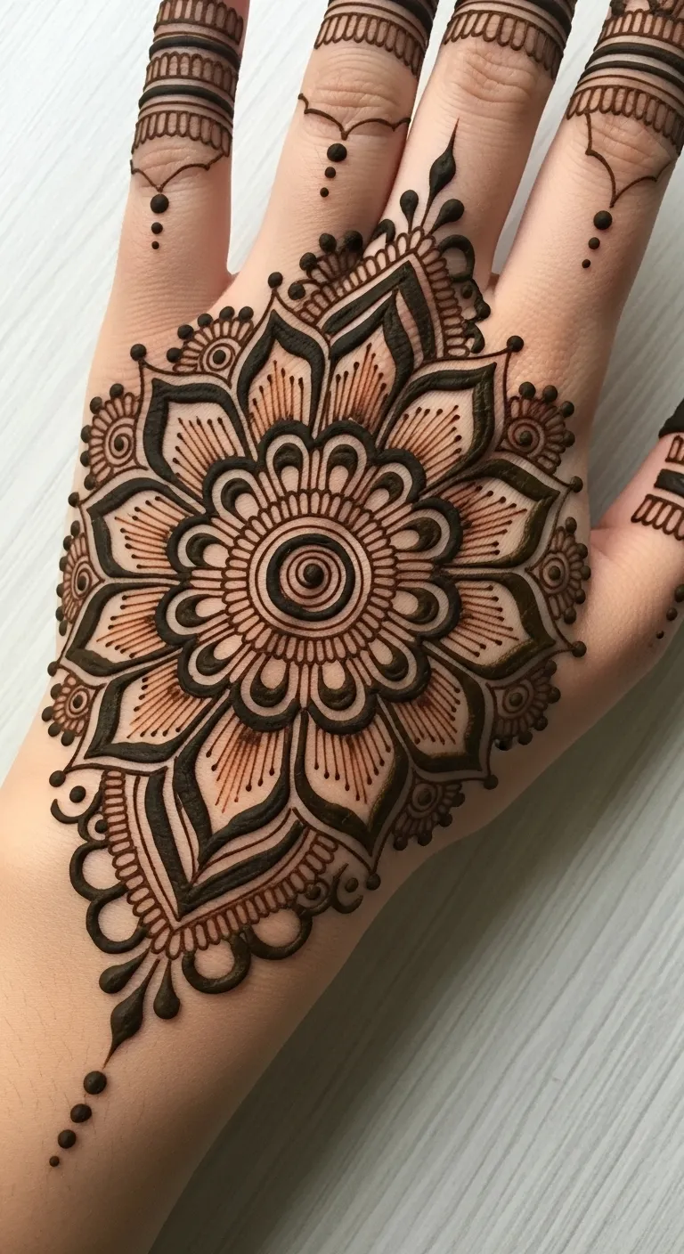 Full hand shaded mandala Arabic mehndi