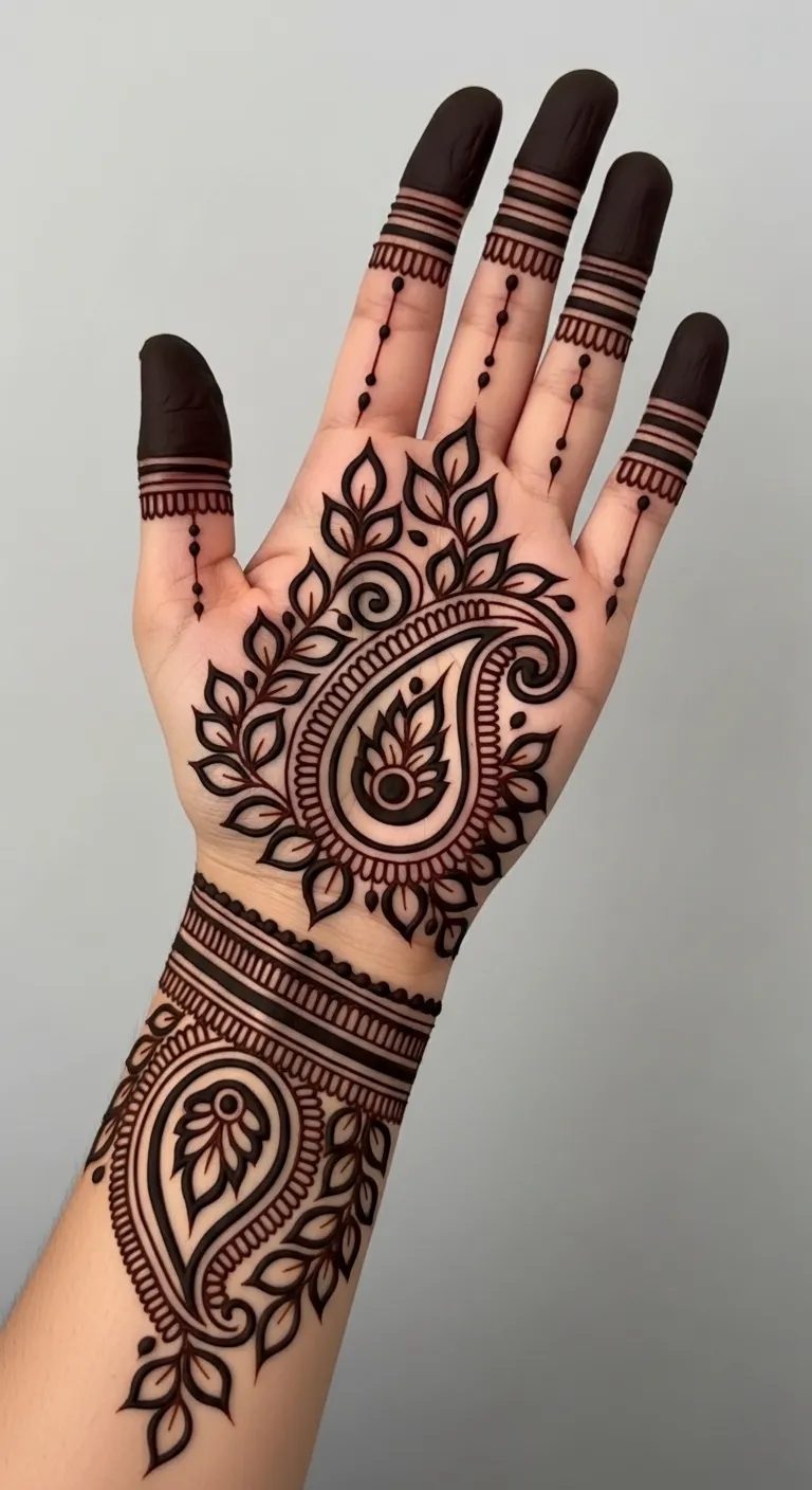 Full right hand paisley mehndi design