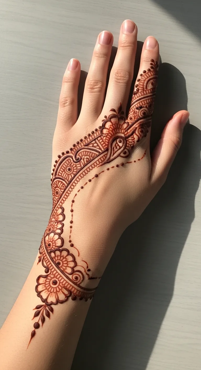 Half hand diagonal Arabic design back hand