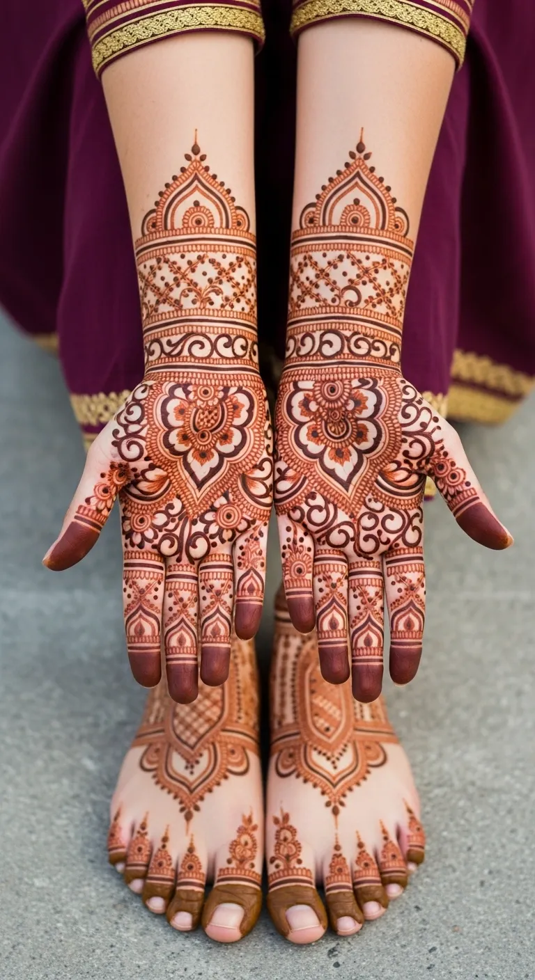 Indian leg mehndi with full foot mandala