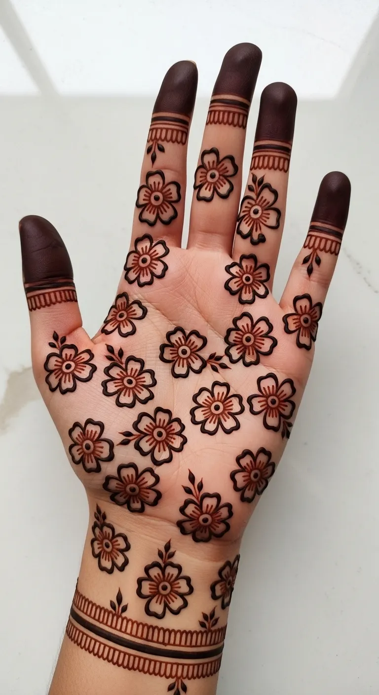 Khafif scattered flower mehndi design