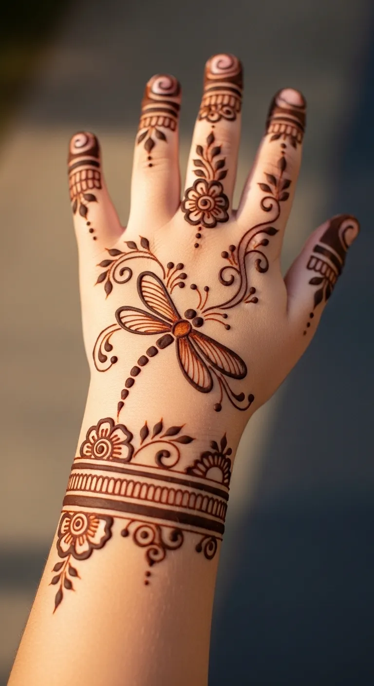 Dragonfly Arabic henna for children