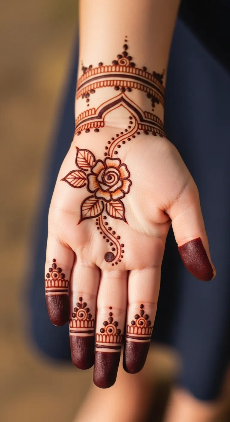 Arabic rose mehndi design for kids