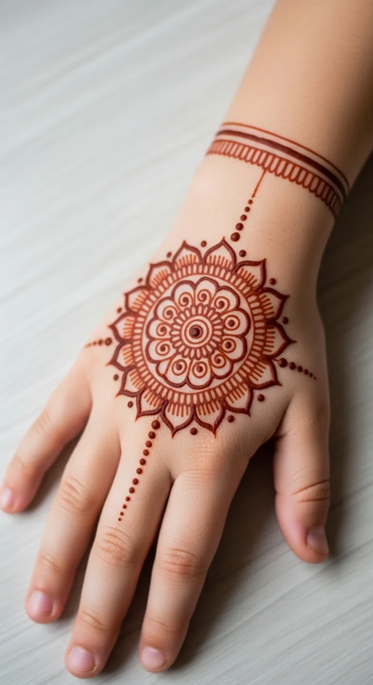  Mandala back hand mehandi design for kids
