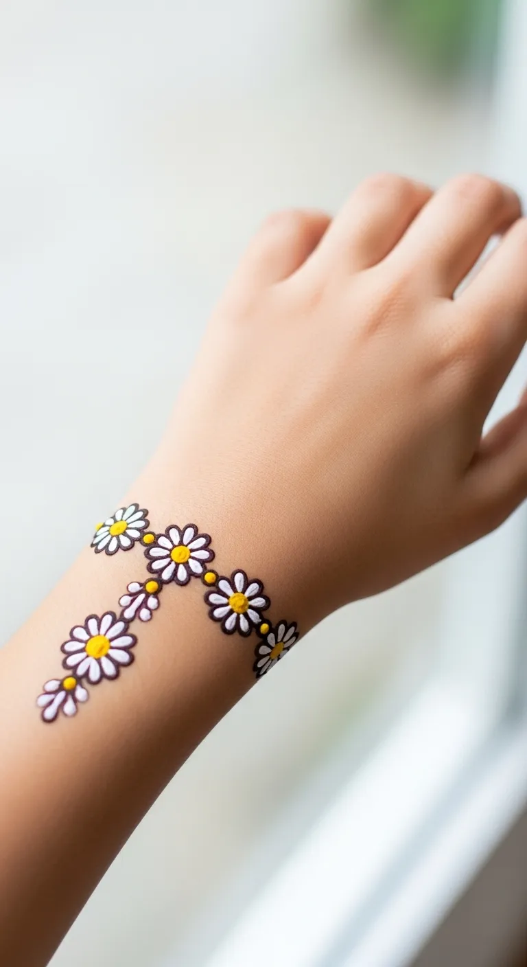 Daisy chain bracelet mehndi design for kids