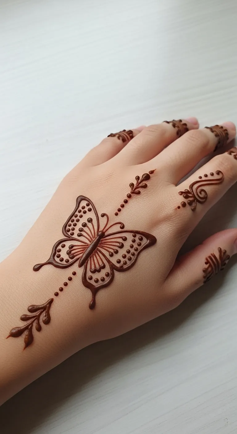 Cute butterfly Eid mehndi for kids