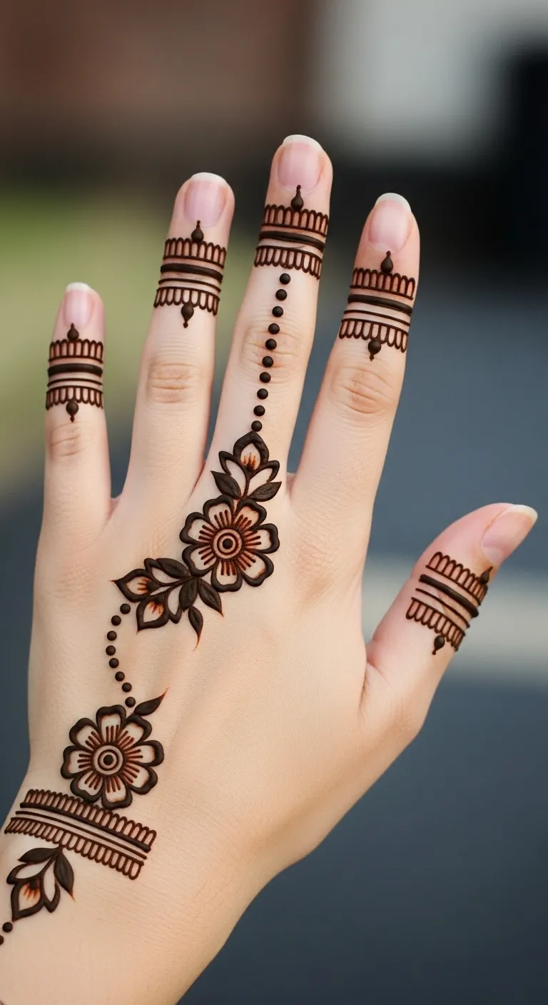Simple dot pattern Arabic mehndi for children