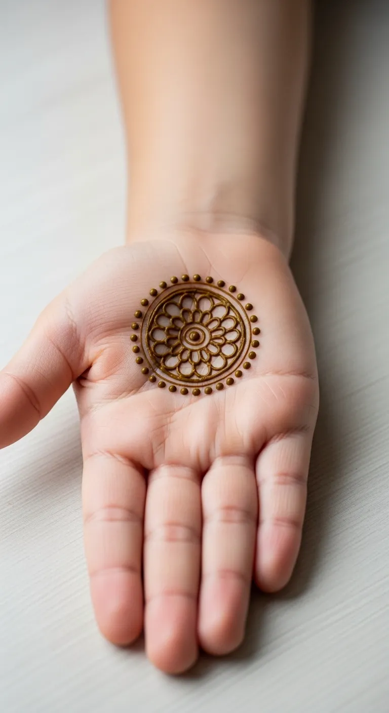Cute mandala mehandi design for kids on palm
