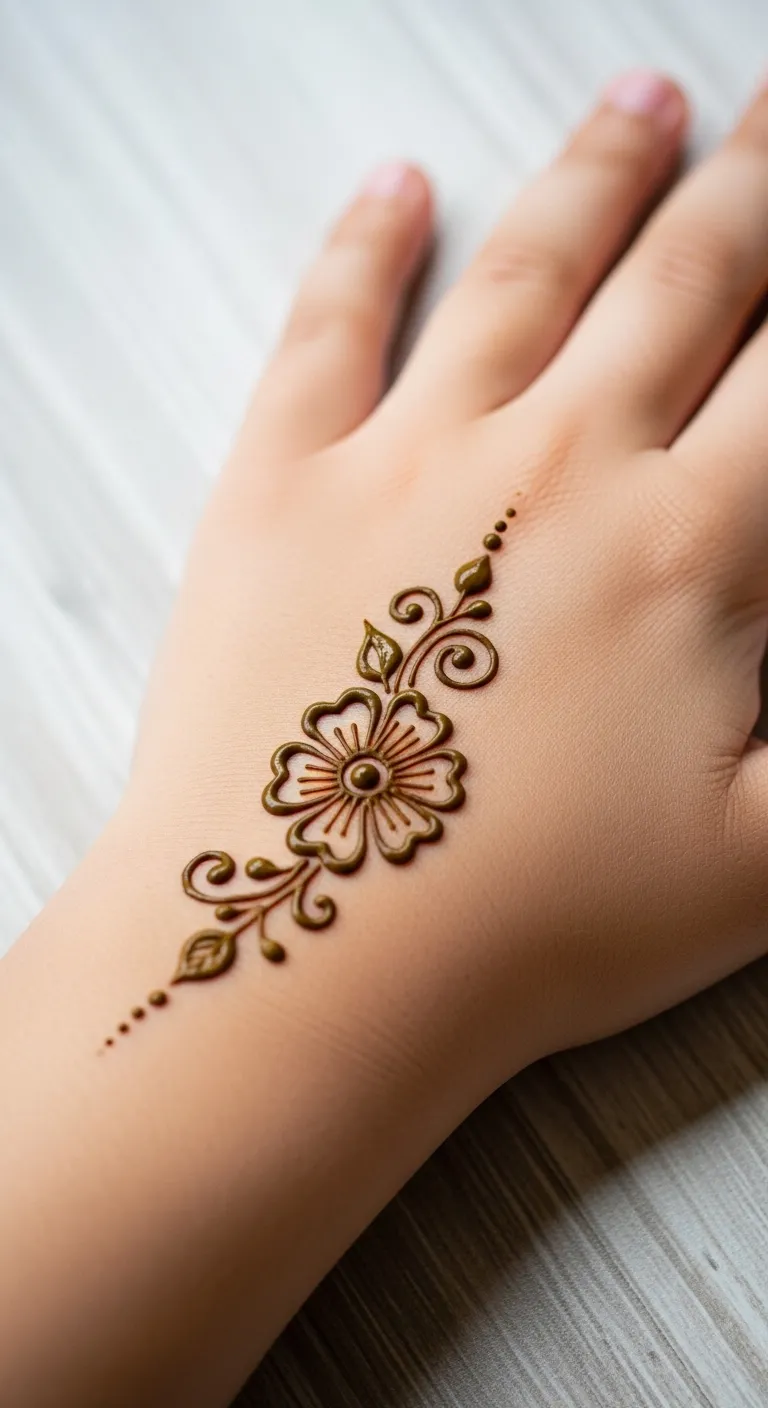 200+ Stunning Flower Mehndi Designs You Will Love (2026) 17 Simple flower mehndi design for kids