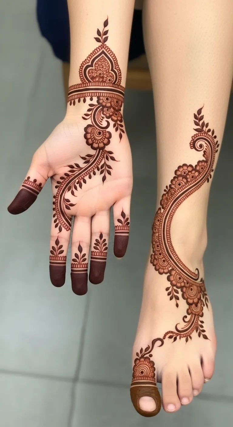 Side foot Arabic bail mehndi design