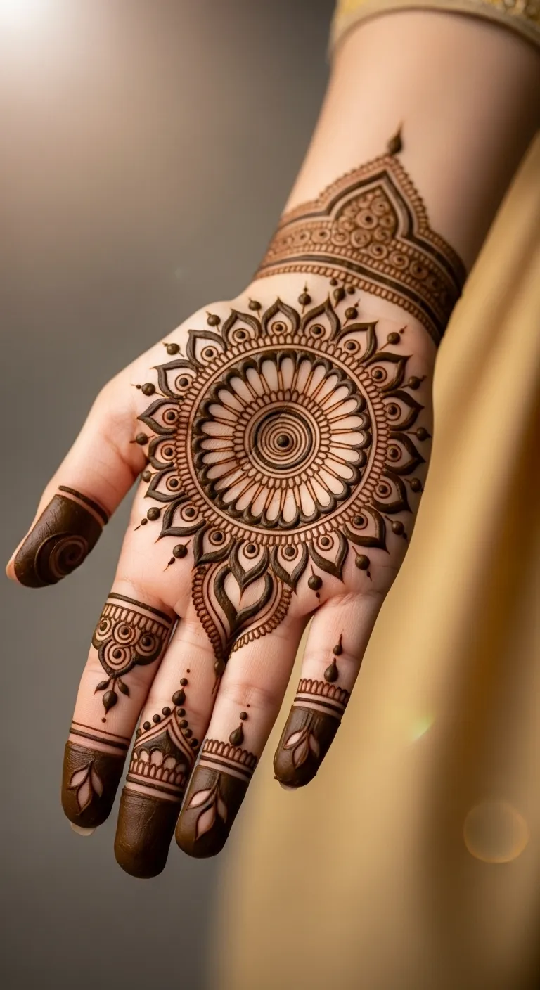 Sunburst mandala Arabic circle mehndi