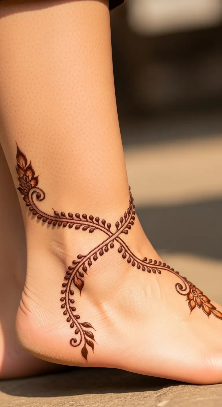Minimal Arabic vine bracelet ankle mehndi