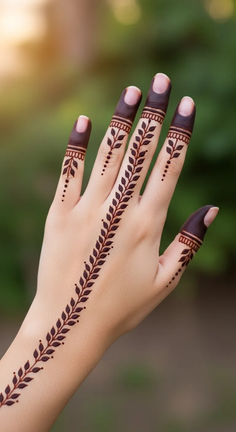 Minimal bridal henna finger-only design