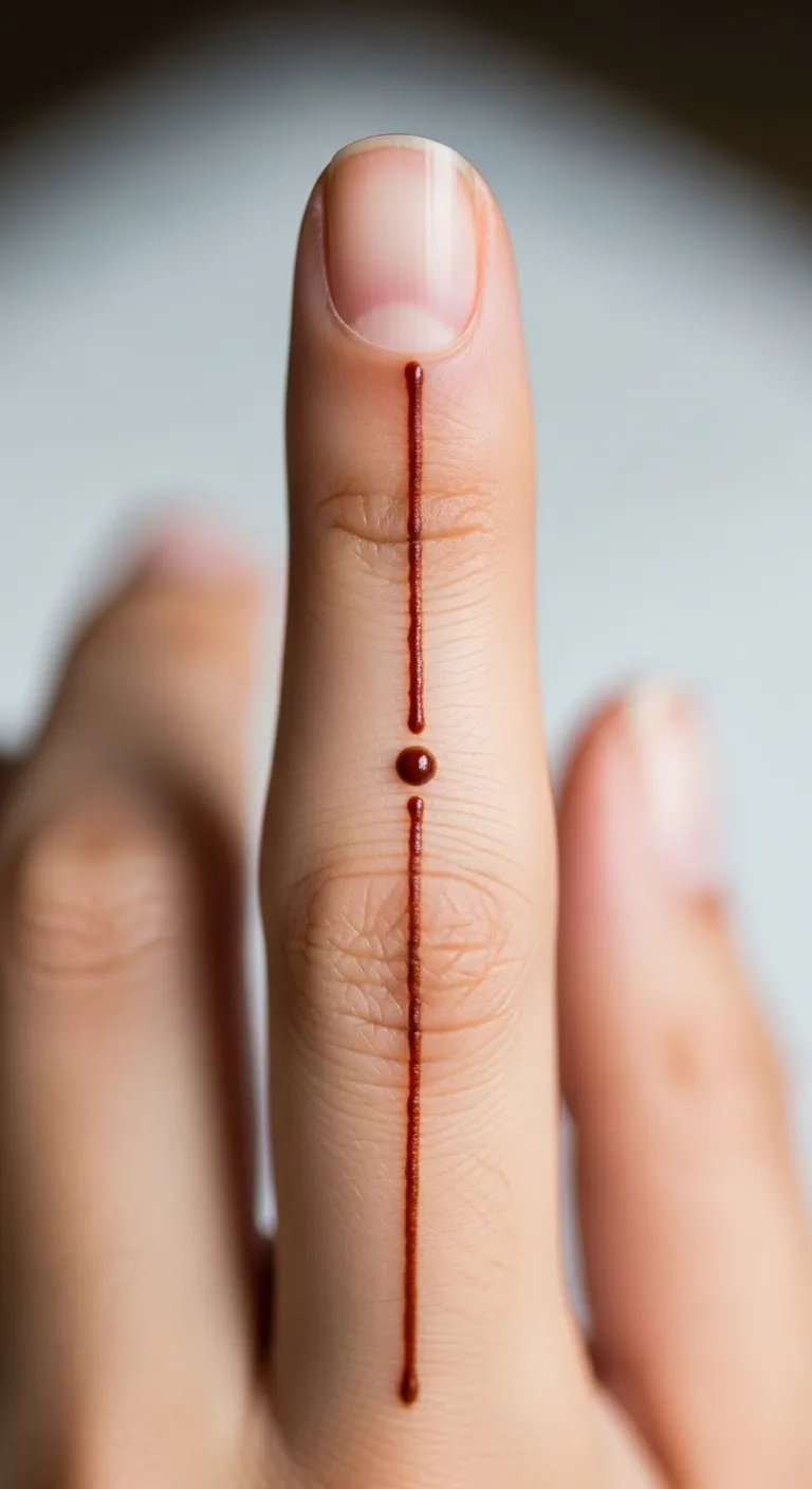 Minimal thin line finger mehndi with dot