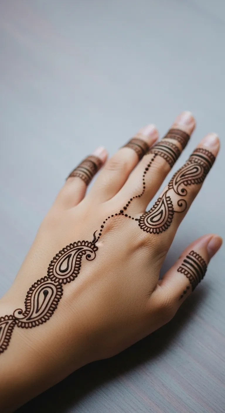 Minimalist Arabic paisley outline mehendi design