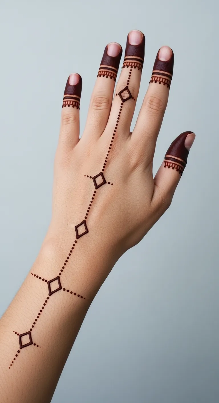 Minimalist geometric diamond chain mehendi