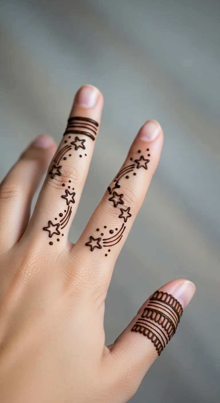 Minimalist star trail finger mehendi for kids