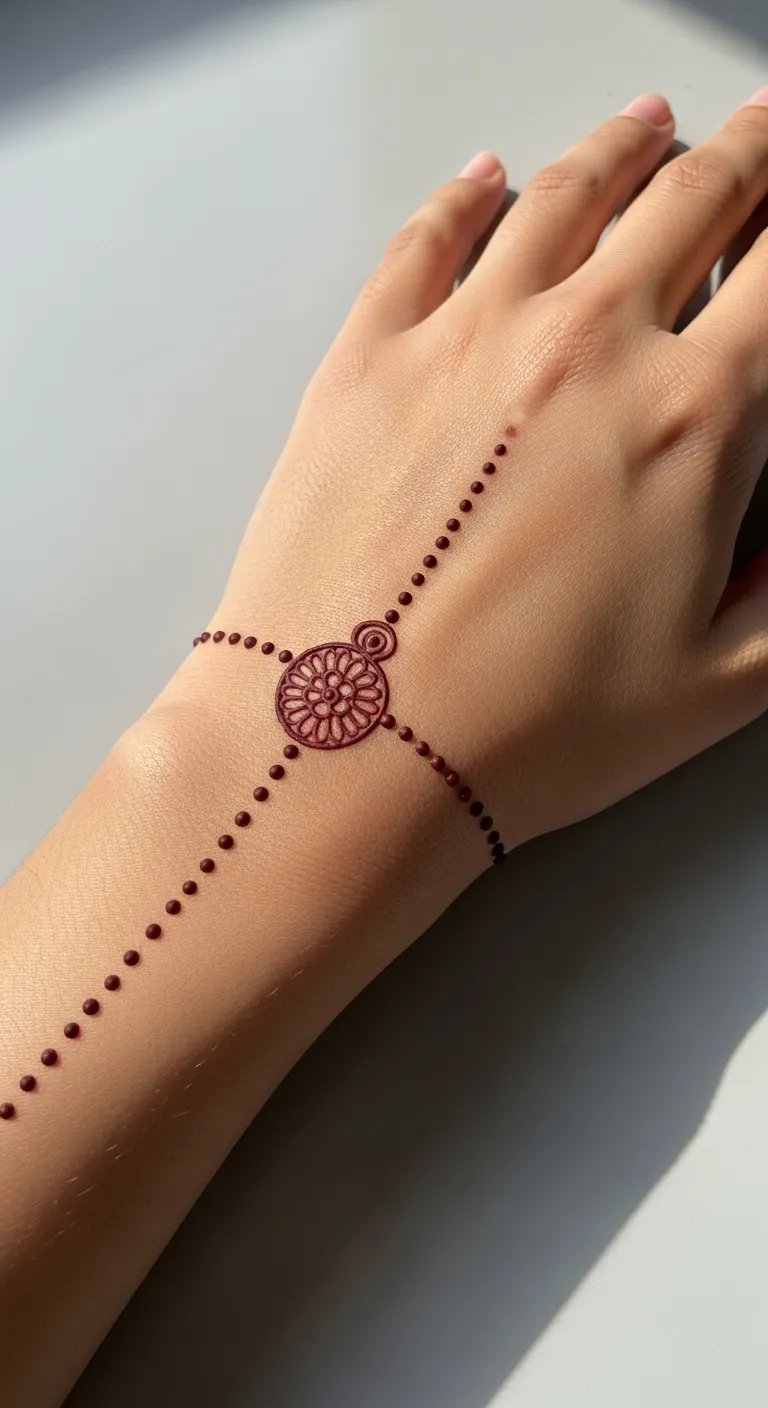 Minimalist dotted wrist cuff mehendi with charm