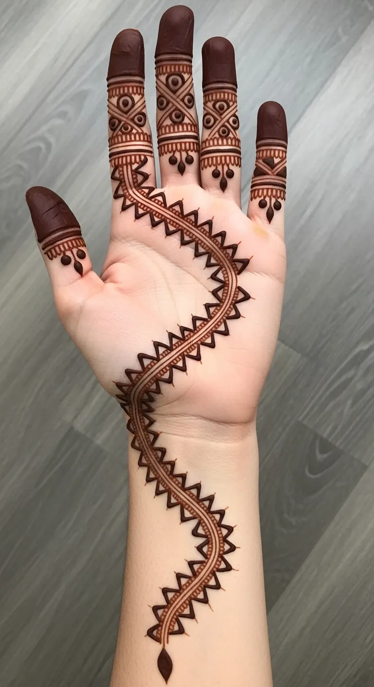 Modern geometric bail mehndi design