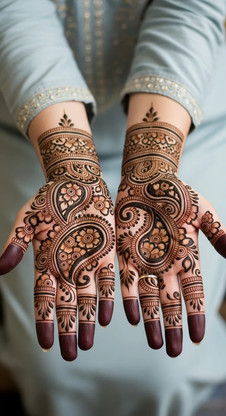 Pakistani paisley shaded Eid mehndi