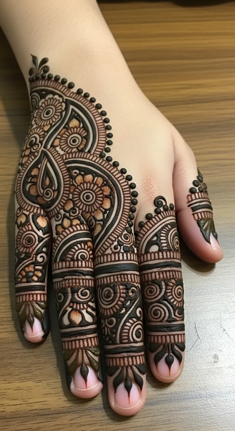 Shaded Arabic Pakistani paisley gradient mehndi