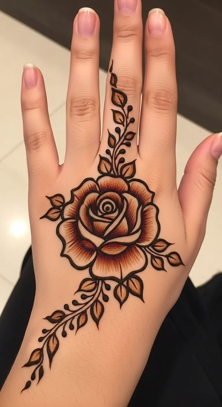 Shaded gradient rose Eid mehndi design