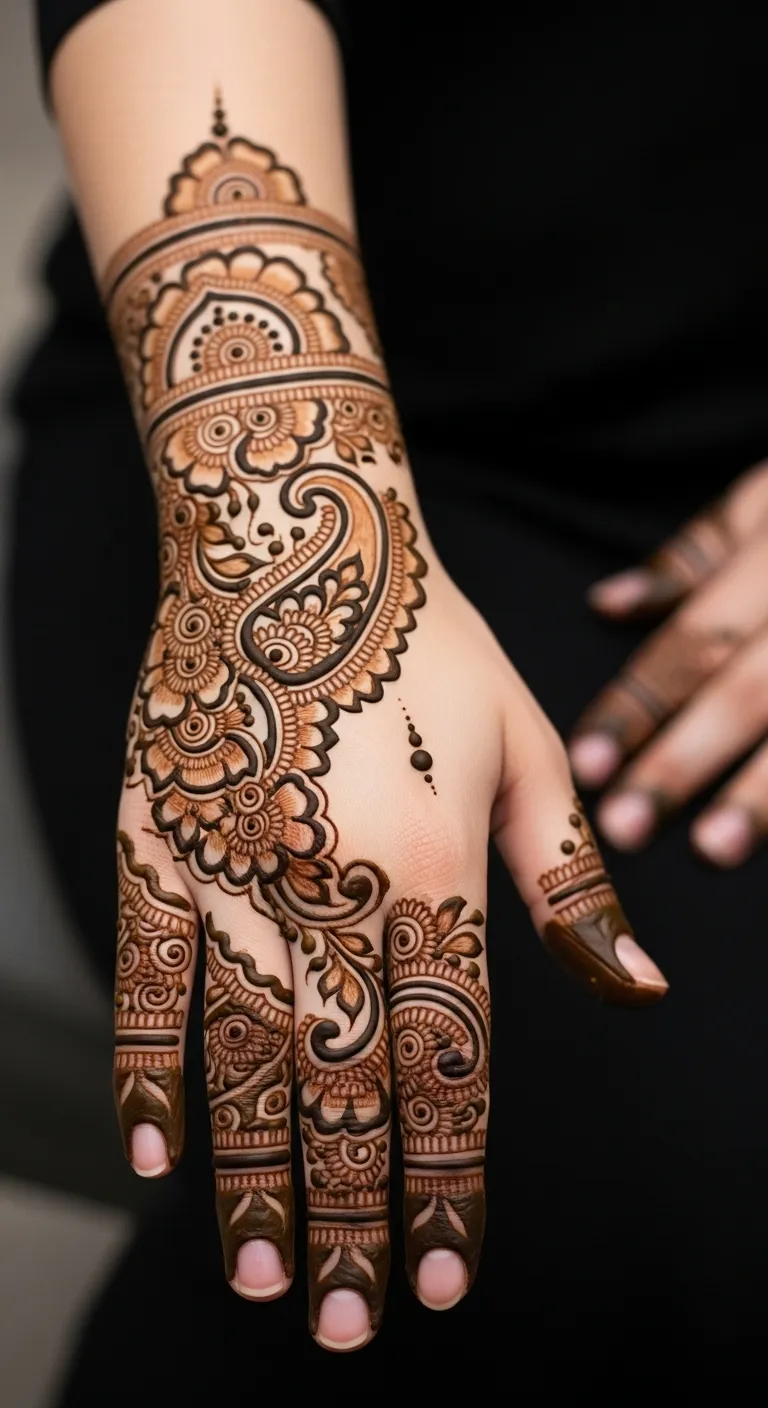 Shaded paisley Arabic design back hand