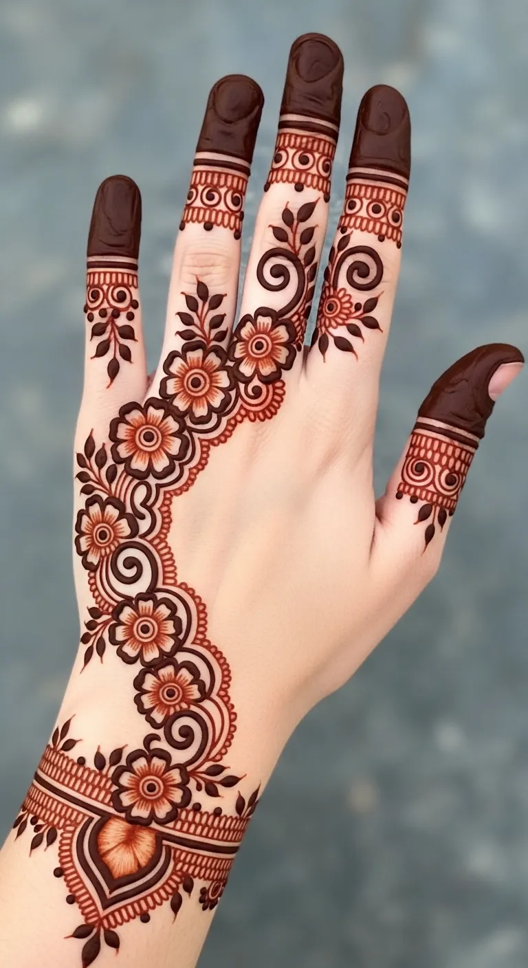 Side flower half hand Arabic mehndi design