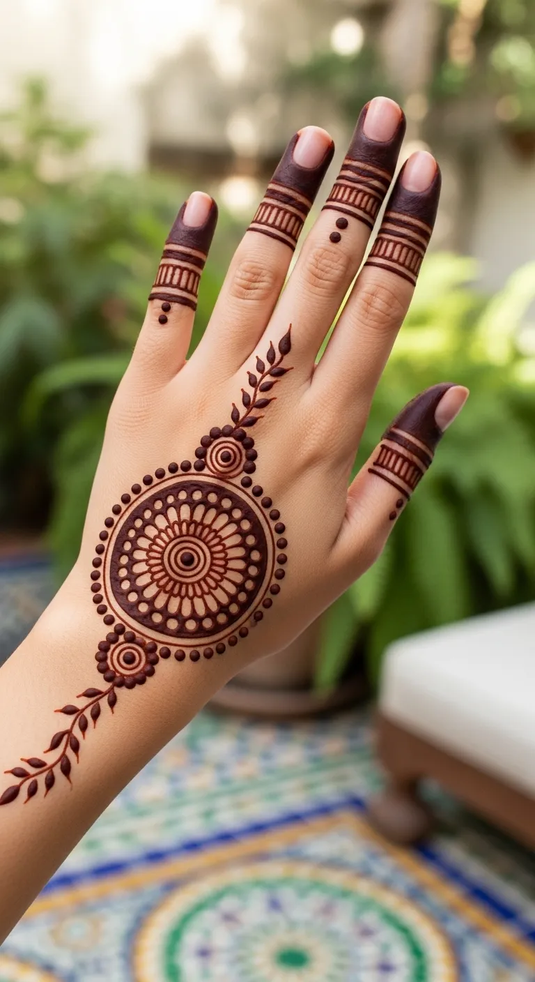 Simple Arabic concentric circles mehndi