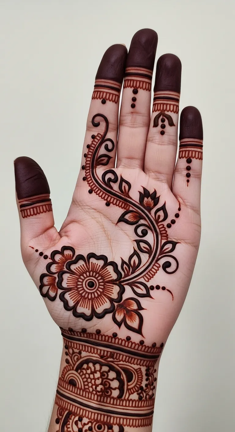 Simple Arabic flower mehndi for Karwa Chauth