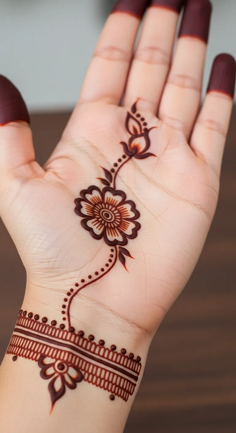 Simple Arabic Pakistani single flower mehndi