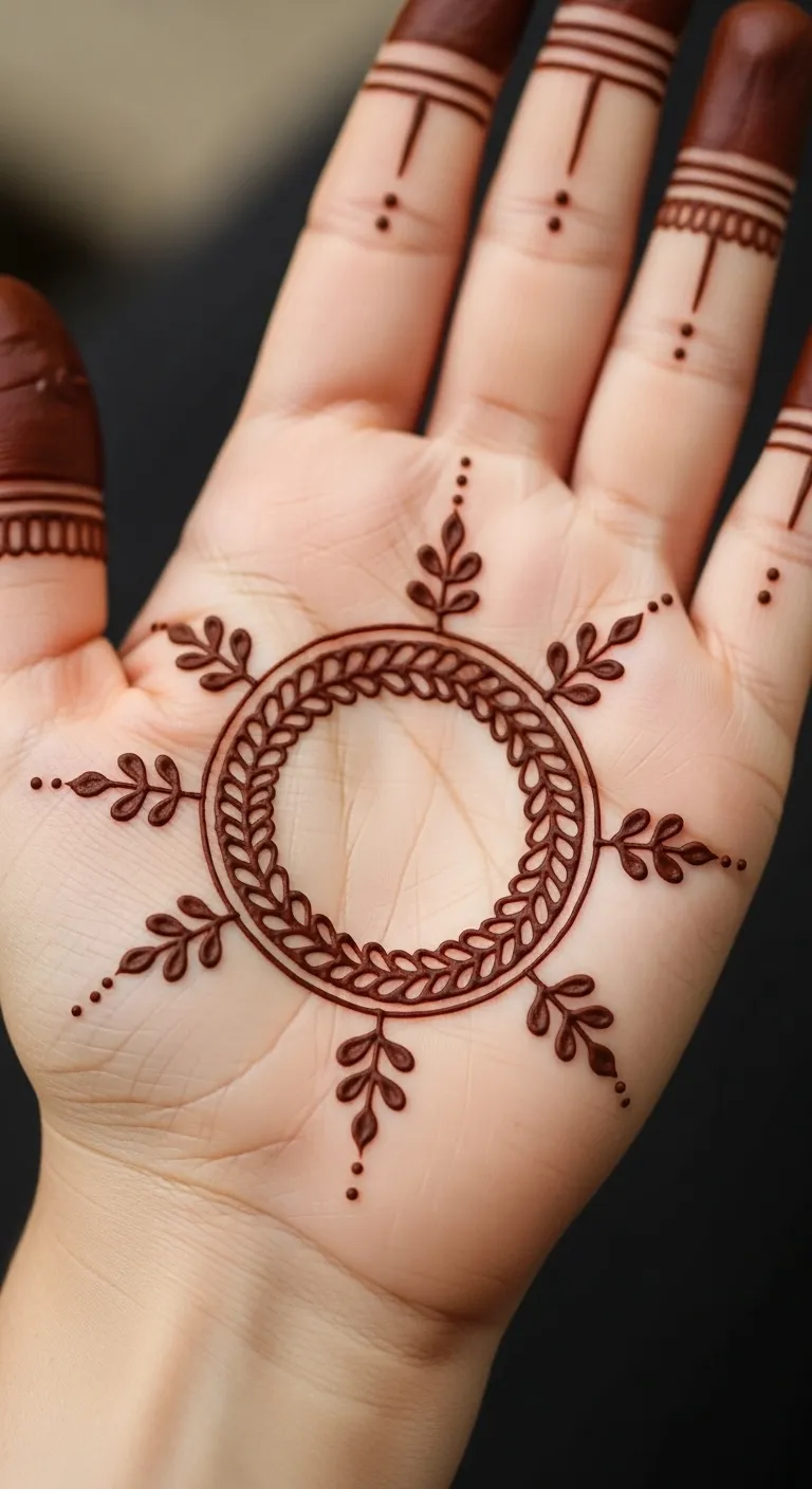 Simple Arabic single circle mehndi design