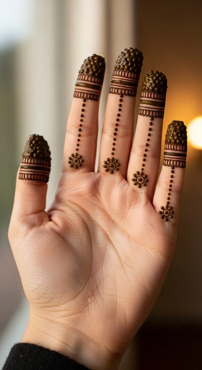 Simple dot cluster finger mehndi design