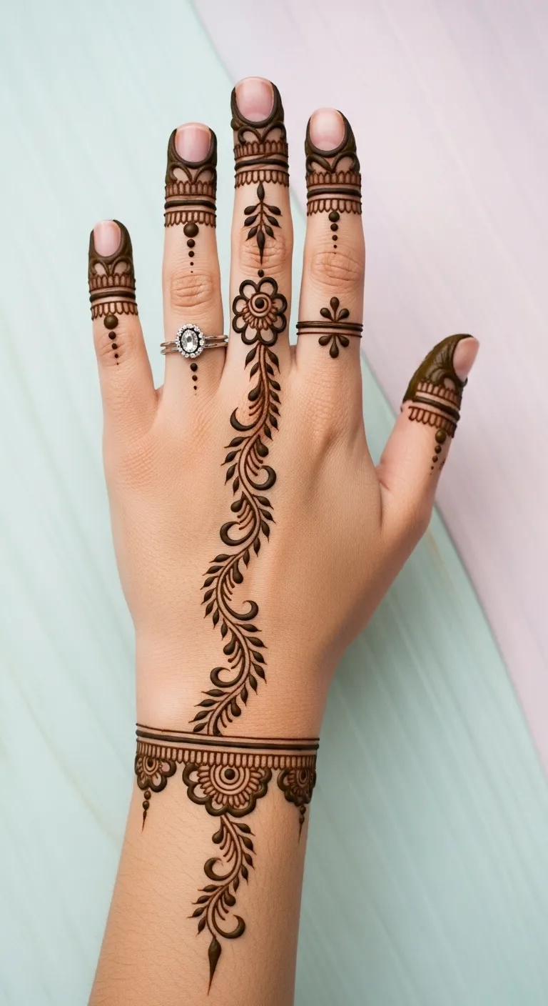  Easy ring-style half hand mehndi