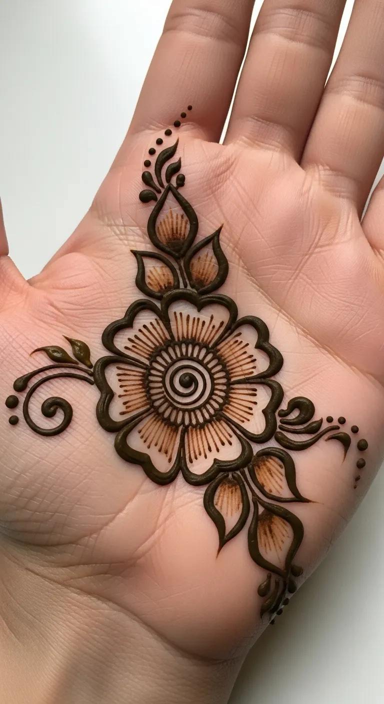 Simple shaded Arabic flower mehndi design