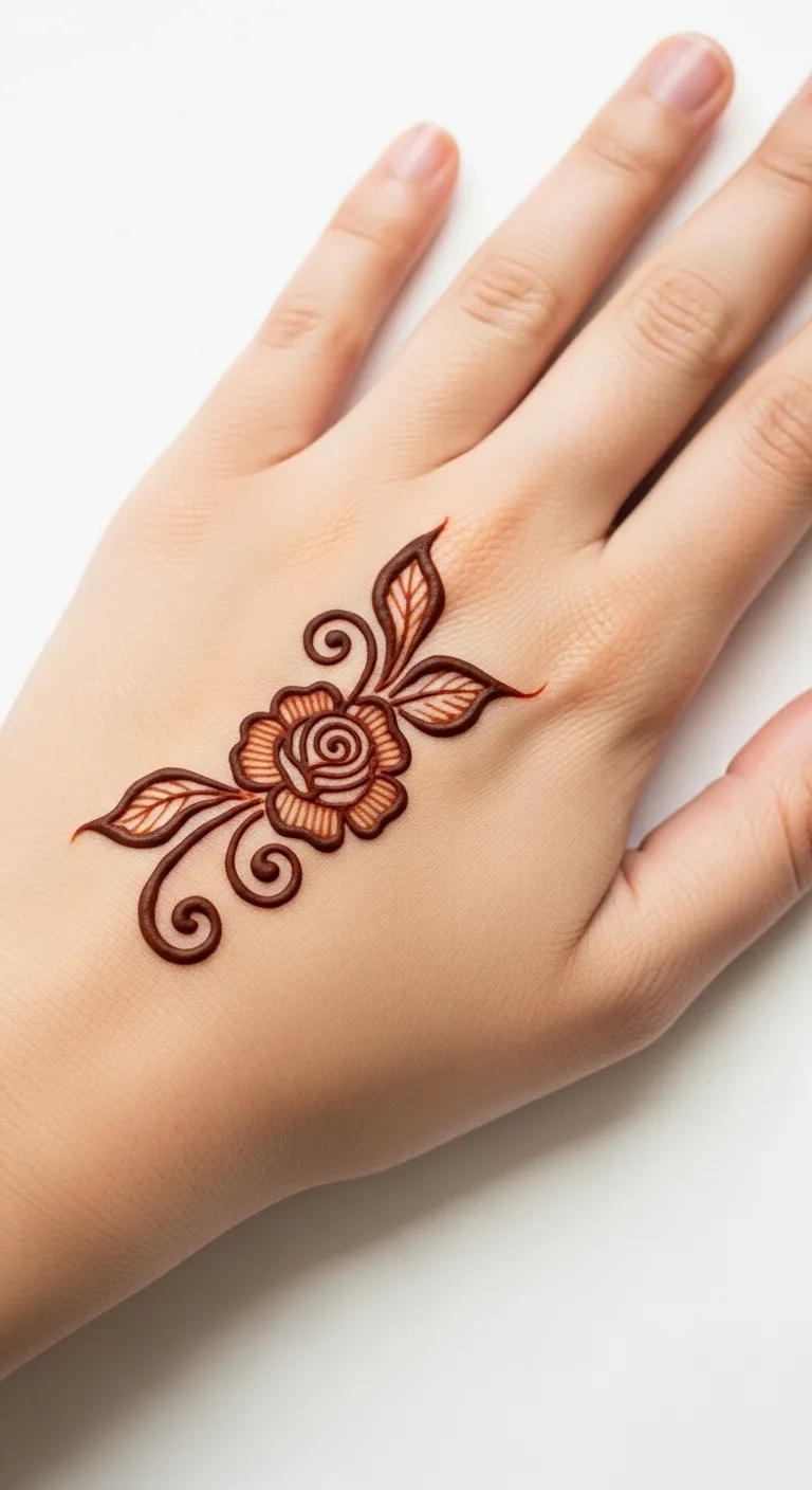 Simple single Arabic rose mehndi design