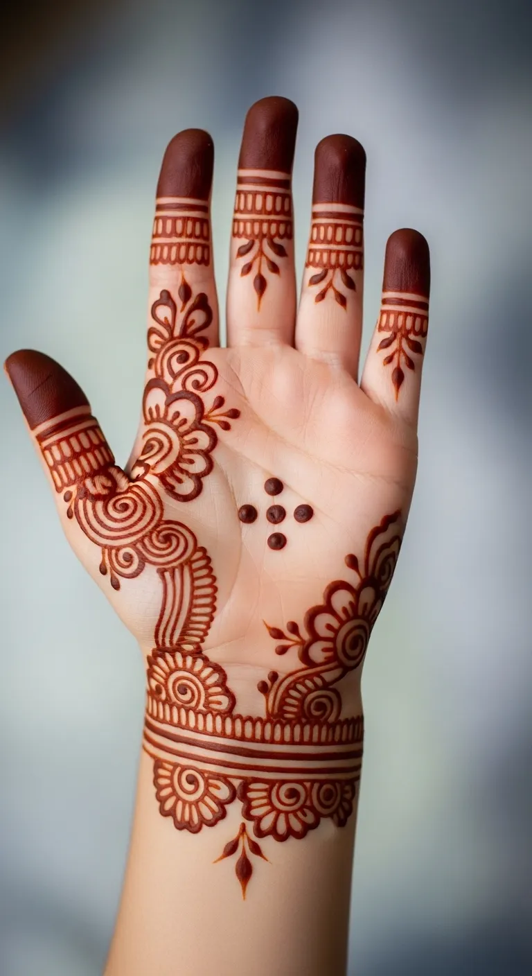 Simple dots Arabic henna for toddlers