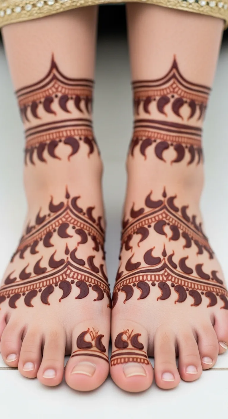 Traditional feet mehndi with mango patterns
