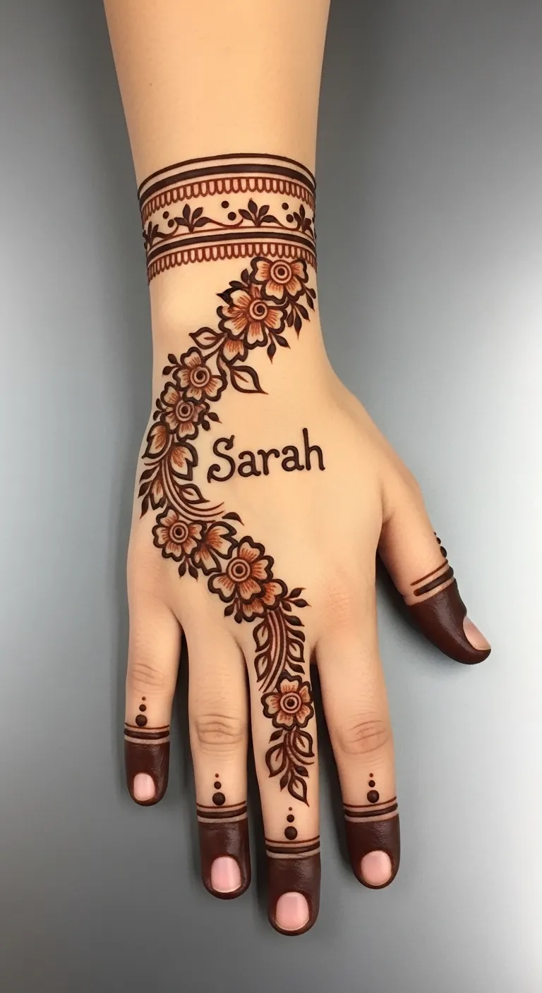 Arabic floral strip name mehndi design