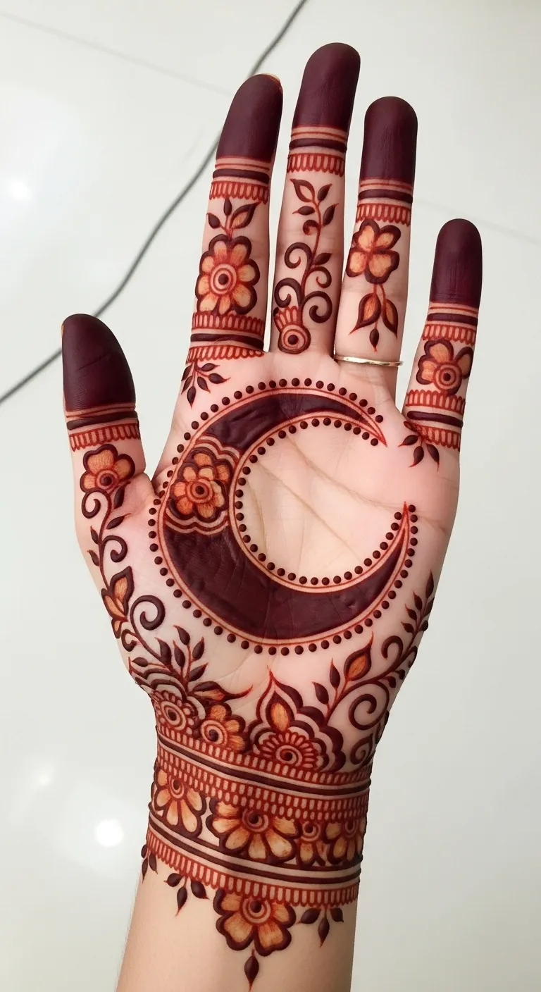 Best chand mehndi design on center of back hand