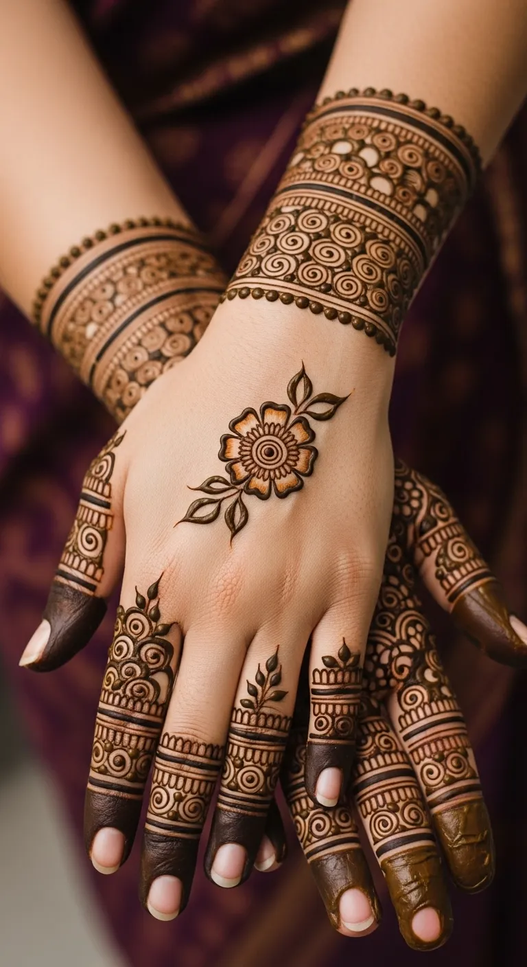 Kids Diwali single flower mehndi design