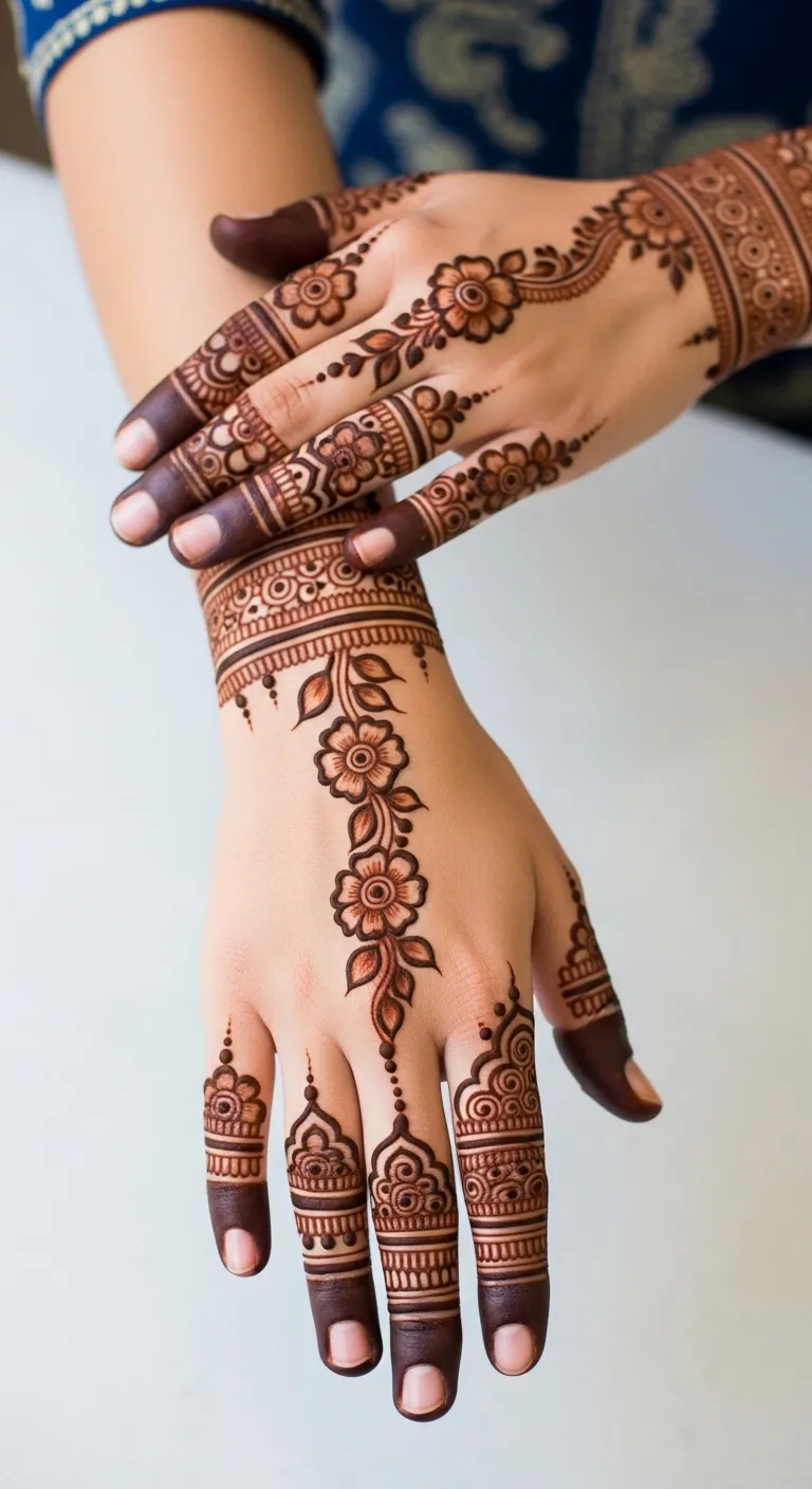 Trending Arabic floral trail mehndi design