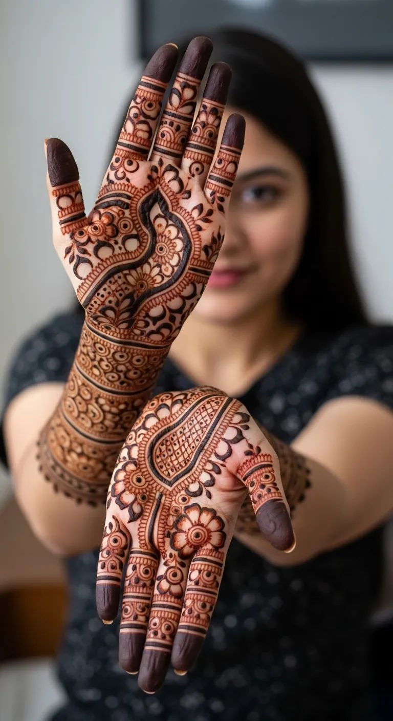 Trending full hand traditional mehndi design