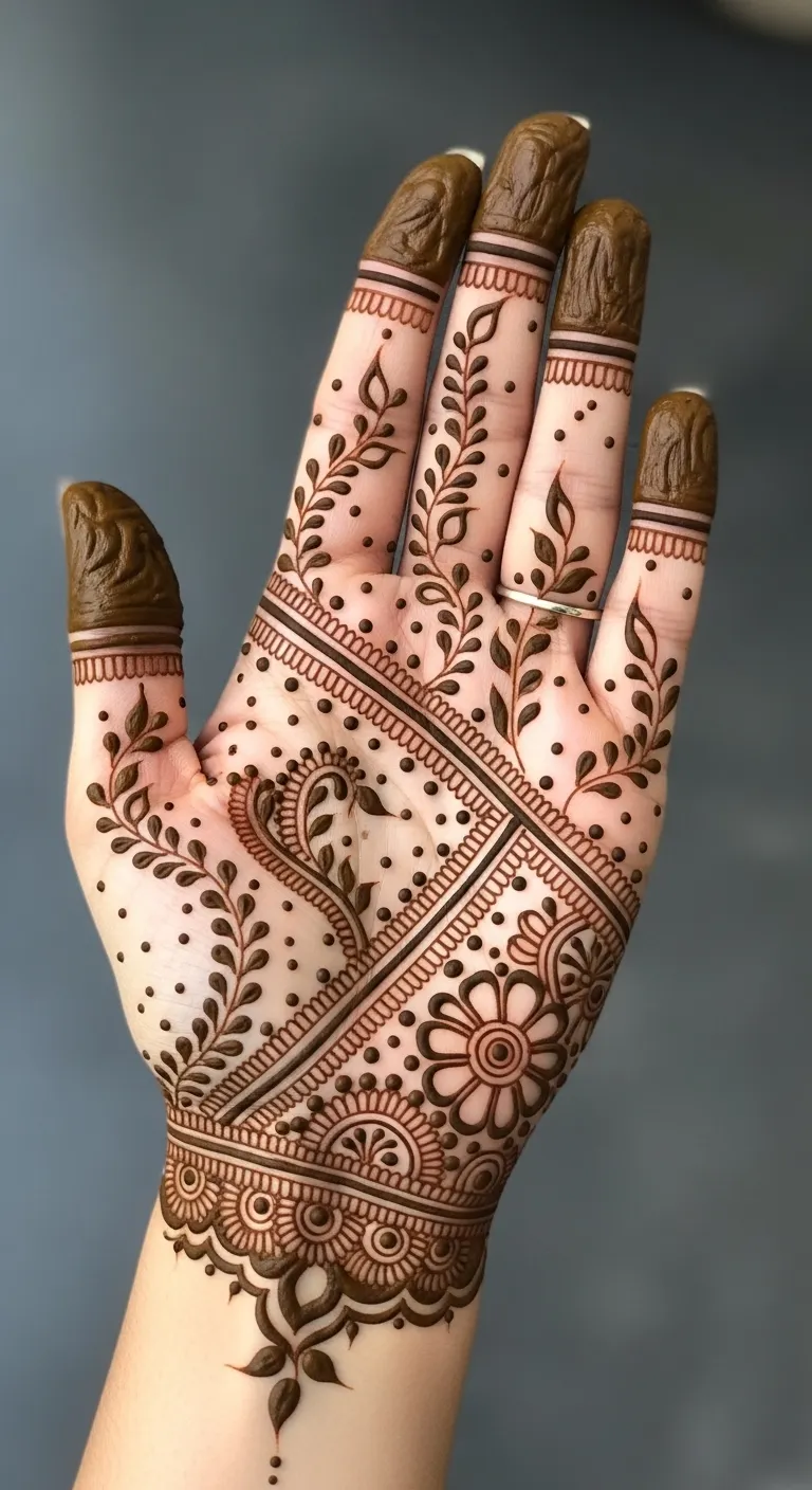 Trending minimalist finger mehndi design with dots